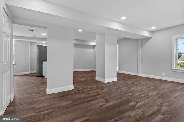 63 Madison St, Warrenton, VA 20186 - basement with dark wood-style flooring and recessed lighting