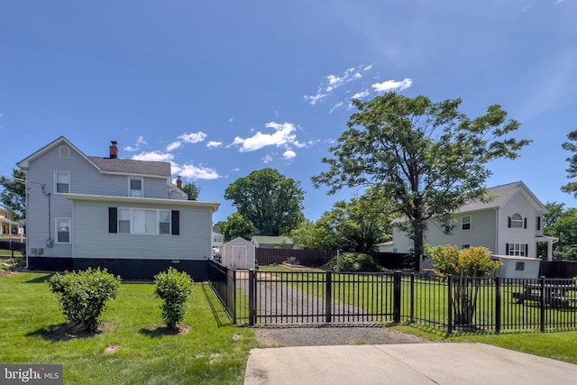63 Madison St, Warrenton, VA 20186 - view of front of house with a storage shed, a chimney, and crawl space