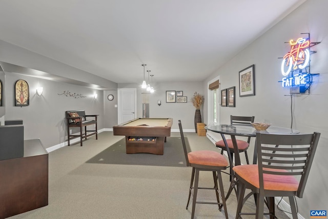 143 Chapel Ct, Palmyra, VA 22963 - game room featuring billiards table, baseboards, and carpet flooring