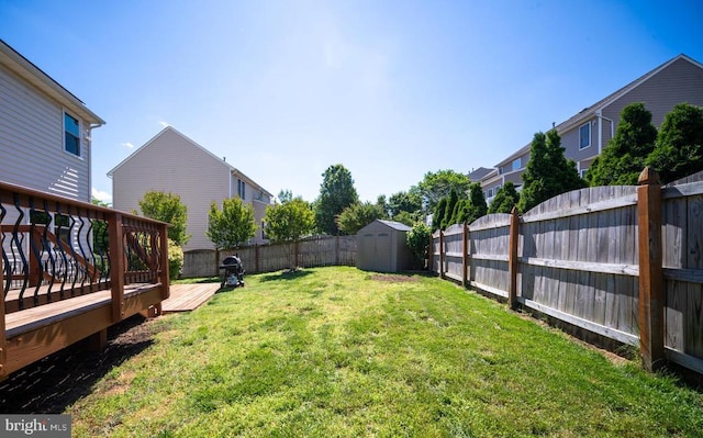 5930 Copper Mountain Dr W, Spotsylvania, VA 22553 - view of yard with a shed, a wooden deck, and an outdoor structure