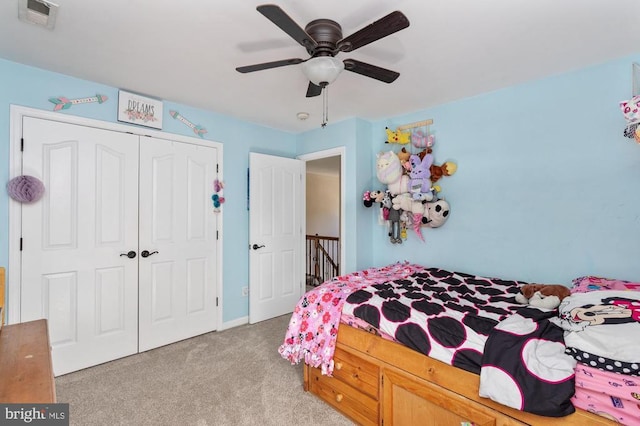 5930 Copper Mountain Dr W, Spotsylvania, VA 22553 - bedroom with carpet, a closet, and a ceiling fan