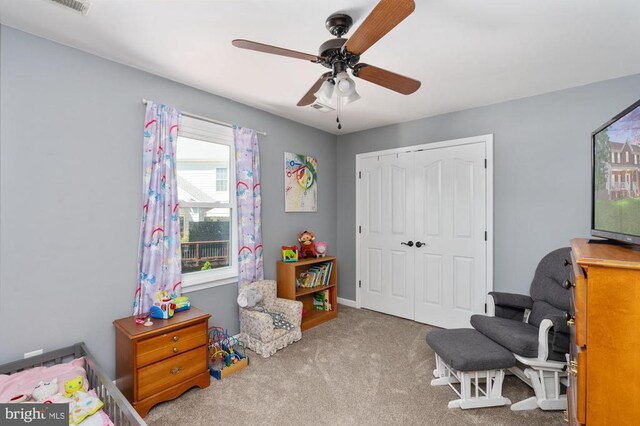 5930 Copper Mountain Dr W, Spotsylvania, VA 22553 - bedroom with carpet flooring, a closet, and ceiling fan