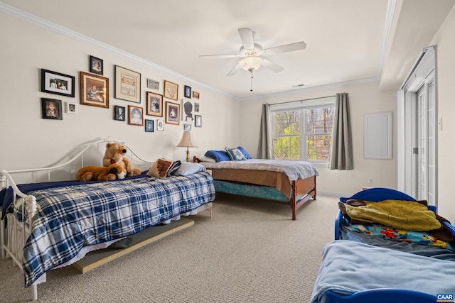 56 Wildwood Dr, Palmyra, VA 22963 - carpeted bedroom featuring crown molding and ceiling fan