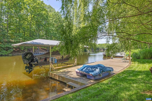56 Wildwood Dr, Palmyra, VA 22963 - dock area with a water view and a yard