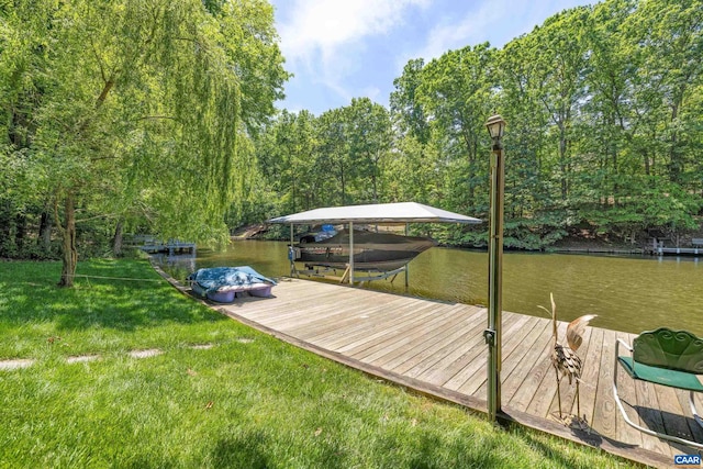 56 Wildwood Dr, Palmyra, VA 22963 - dock featuring a water view and a wooded view