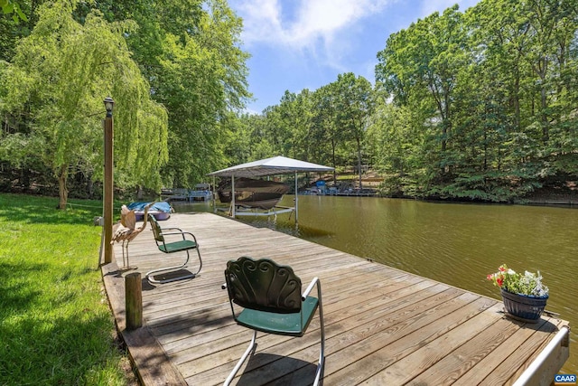 56 Wildwood Dr, Palmyra, VA 22963 - dock area with a water view and a lawn