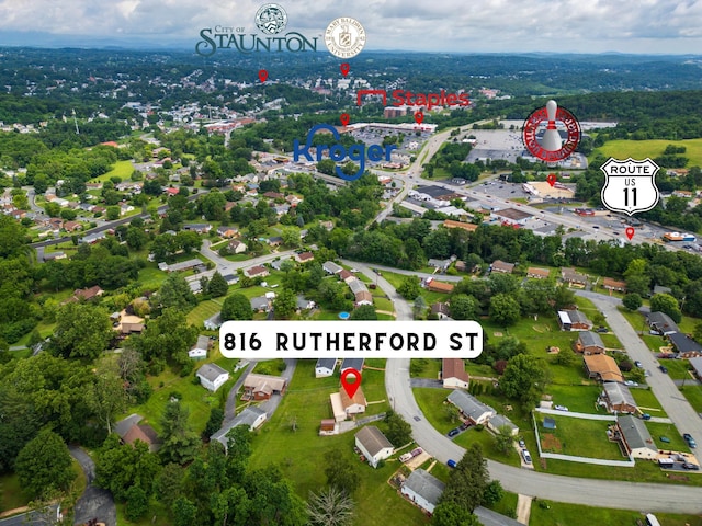 816 Rutherford St, Staunton, VA 24401 - aerial view of property and surrounding area