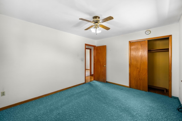 816 Rutherford St, Staunton, VA 24401 - unfurnished bedroom with carpet floors, a closet, and a ceiling fan