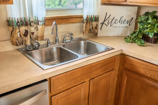 816 Rutherford St, Staunton, VA 24401 - kitchen view of dishwasher, light countertops, tasteful backsplash, and brown cabinets