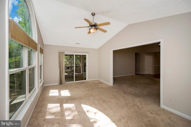317 Edgehill Dr, Locust Grove, VA 22508 - unfurnished room featuring vaulted ceiling, ceiling fan, light colored carpet, and baseboards