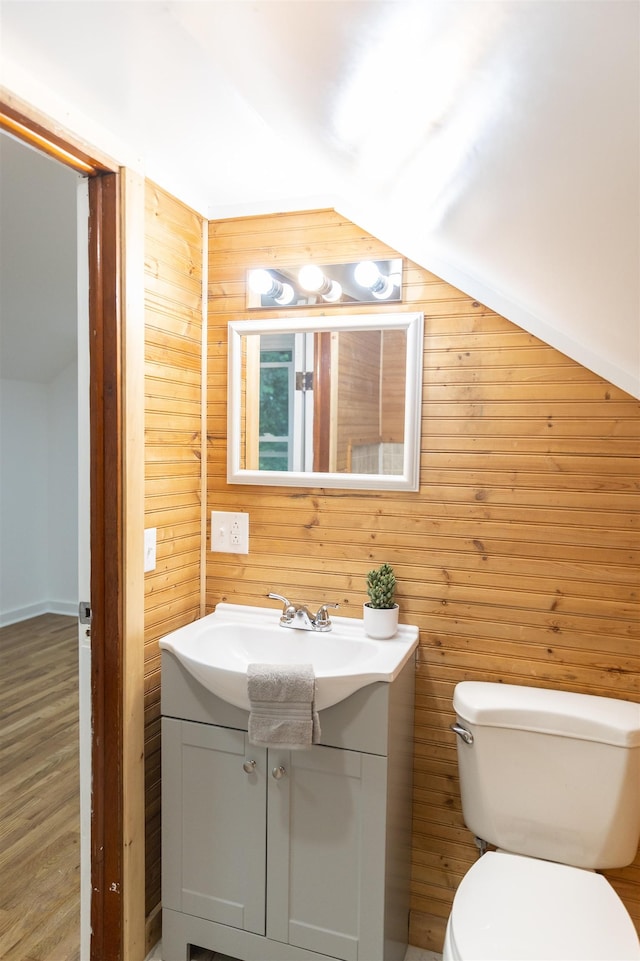164 28th St E, Buena Vista, VA 24416 - bathroom featuring vanity, wood walls, and wood finished floors