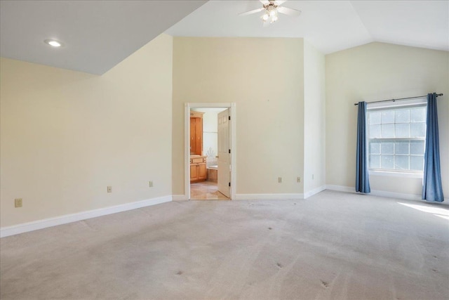 114 Meagans Run Rd, Woodstock, VA 22664 - unfurnished bedroom with lofted ceiling, light carpet, ensuite bath, and recessed lighting