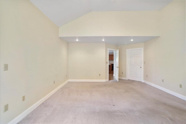114 Meagans Run Rd, Woodstock, VA 22664 - spare room featuring lofted ceiling, light colored carpet, and recessed lighting