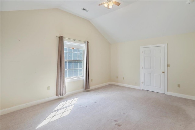 114 Meagans Run Rd, Woodstock, VA 22664 - additional living space featuring vaulted ceiling, ceiling fan, and light carpet