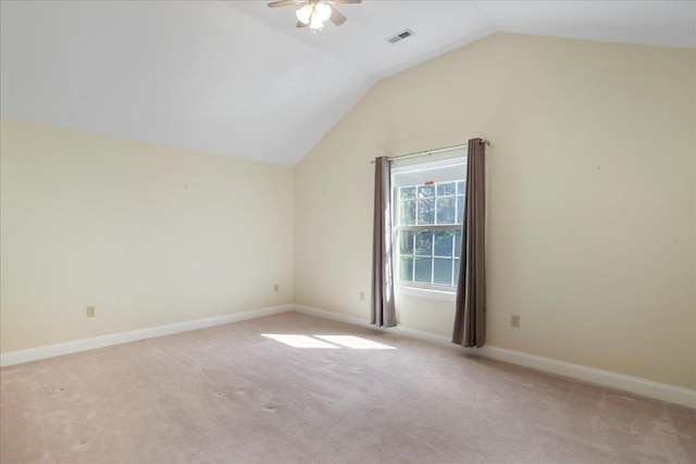 114 Meagans Run Rd, Woodstock, VA 22664 - bonus room with vaulted ceiling, a ceiling fan, and light carpet