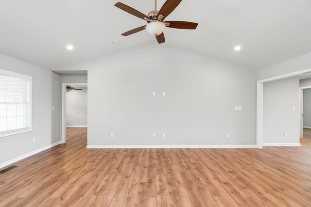 121 Lake View Cir, Waynesboro, VA 22980 - spare room featuring light wood finished floors, baseboards, a ceiling fan, and recessed lighting