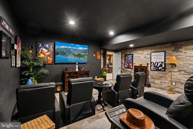  - cinema room featuring recessed lighting and wood finished floors