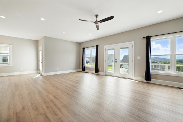 43 Mcilwee Ln, Staunton, VA 24401 - empty room featuring a ceiling fan, light wood-style floors, plenty of natural light, and recessed lighting