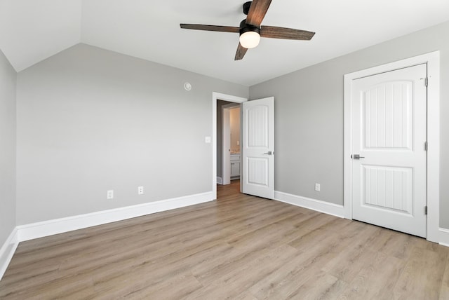 43 Mcilwee Ln, Staunton, VA 24401 - unfurnished bedroom with light wood-style floors, ceiling fan, and lofted ceiling