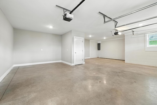 43 Mcilwee Ln, Staunton, VA 24401 - garage with a garage door opener, electric panel, and recessed lighting