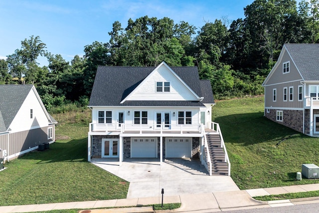 43 Mcilwee Ln, Staunton, VA 24401 - beach home with french doors, stone siding, stairs, concrete driveway, and an attached garage