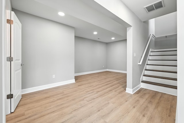 43 Mcilwee Ln, Staunton, VA 24401 - basement featuring recessed lighting, light wood-style floors, and stairway