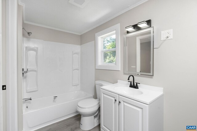 1805 Shenandoah Ave, Waynesboro, VA 22980 - bathroom with vanity,  shower combination, crown molding, and wood finished floors