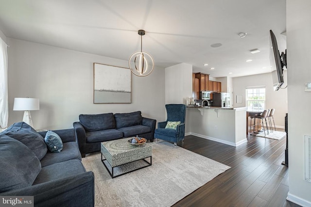 2015 Elm Tree Ct, Charlottesville, VA 22911 - living room featuring dark wood-type flooring and recessed lighting