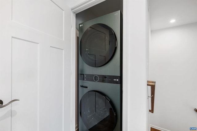 4454 Alston St, Crozet, VA 22932 - washroom featuring stacked washer and clothes dryer