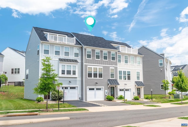 4454 Alston St, Crozet, VA 22932 - townhome / multi-family property featuring driveway, an attached garage, a standing seam roof, and a metal roof