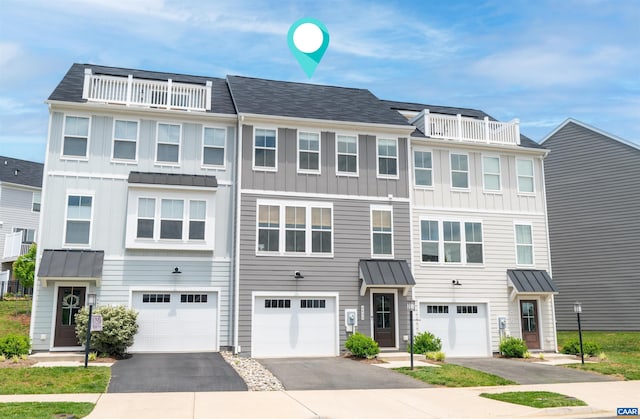 4454 Alston St, Crozet, VA 22932 - multi unit property with board and batten siding, driveway, a balcony, and a metal roof
