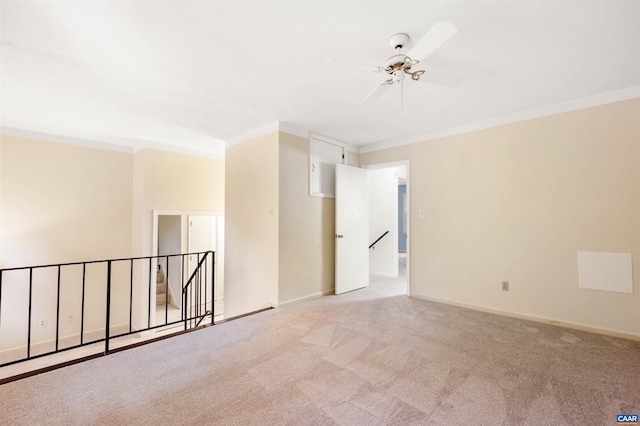 147 Scarborough Pl, Charlottesville, VA 22903 - carpeted empty room featuring ceiling fan, crown molding, and baseboards