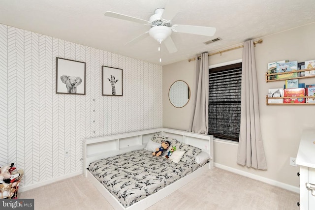 5008 Blake Dr, Fredericksburg, VA 22407 - interior space with carpet flooring, wallpapered walls, and a ceiling fan