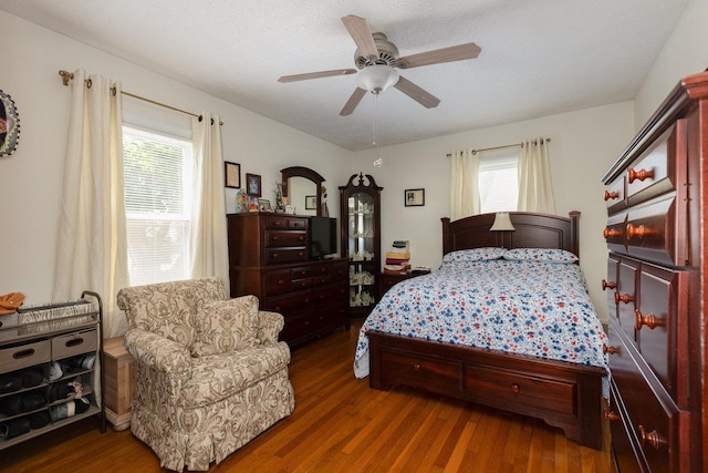 310 Spotswood Ave E, Elkton, VA 22827 - bedroom featuring multiple windows, wood finished floors, and ceiling fan