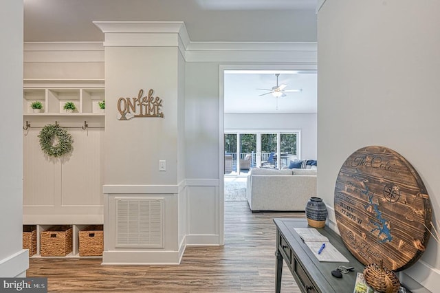 5220 Wyndemere Cir, Mineral, VA 23117 - mudroom with wood finished floors and a ceiling fan