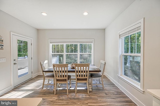 5220 Wyndemere Cir, Mineral, VA 23117 - dining area featuring plenty of natural light, wood finished floors, baseboards, and recessed lighting