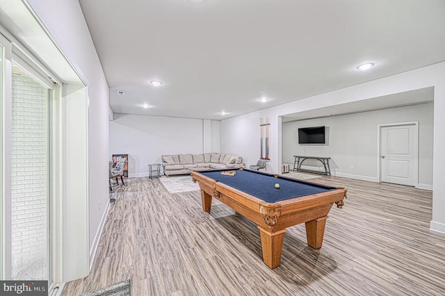 5220 Wyndemere Cir, Mineral, VA 23117 - game room featuring baseboards, wood finished floors, recessed lighting, and billiards