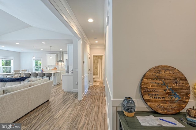 5220 Wyndemere Cir, Mineral, VA 23117 - hallway with light wood finished floors and recessed lighting