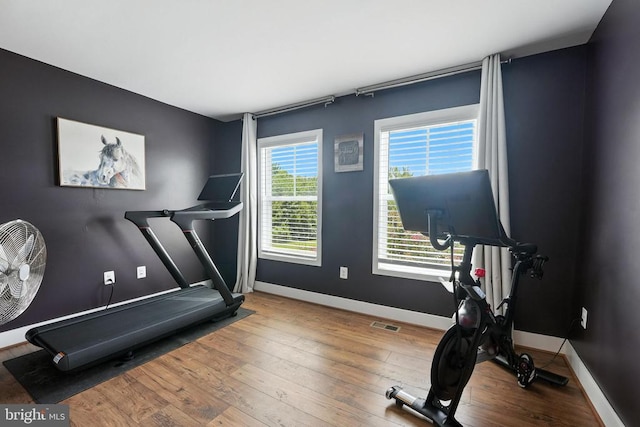 10901 Brandermill Park, Spotsylvania, VA 22551 - workout room with baseboards and hardwood / wood-style floors
