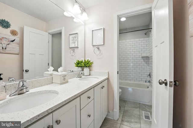10901 Brandermill Park, Spotsylvania, VA 22551 - full bath with double vanity, bathtub / shower combination, and tile patterned flooring