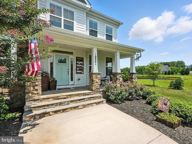 10901 Brandermill Park, Spotsylvania, VA 22551 - view of front of house with covered porch and stone siding