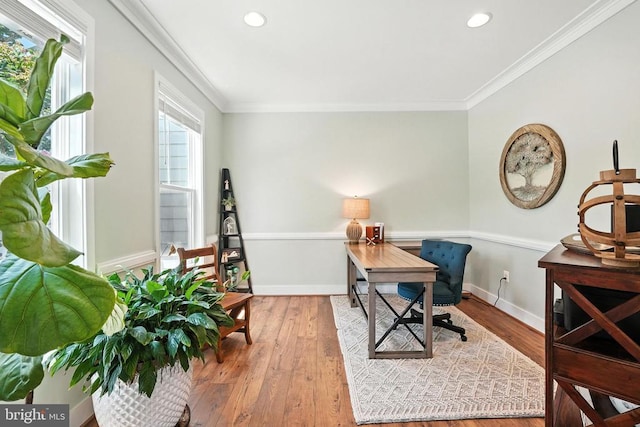 10901 Brandermill Park, Spotsylvania, VA 22551 - office space with crown molding, wood finished floors, and recessed lighting
