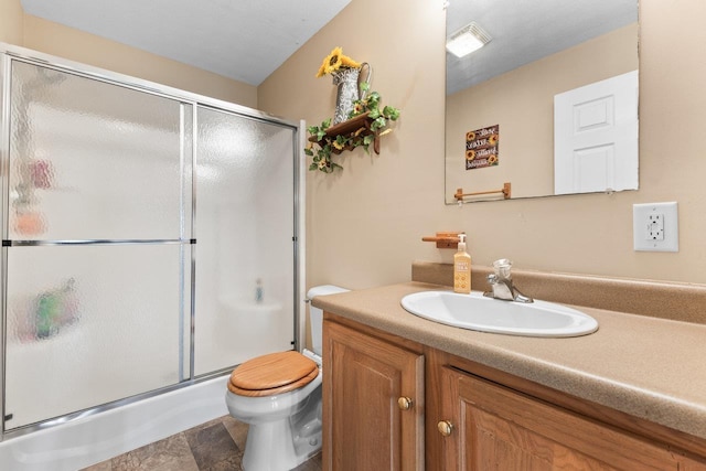 18785 Red Brush Rd, Elkton, VA 22827 - full bathroom featuring toilet, a shower with door, and vanity