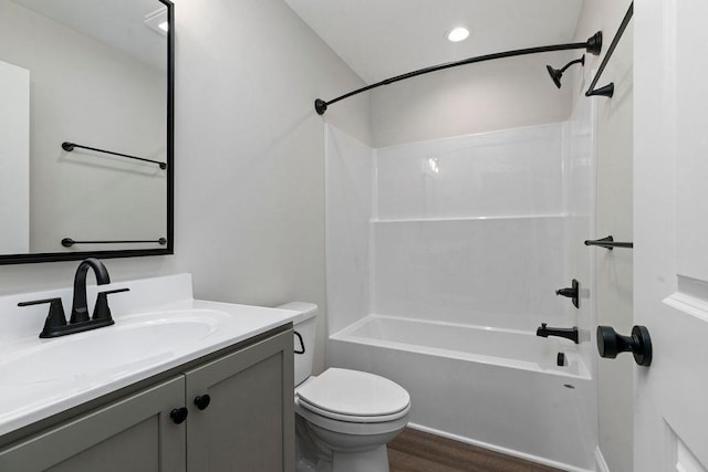 LOT155 Langley Dr, Waynesboro, VA 22980 - full bathroom with toilet, vanity, washtub / shower combination, wood finished floors, and recessed lighting