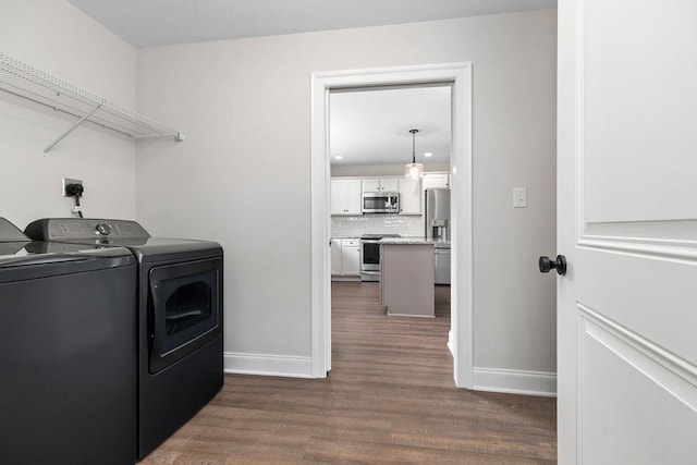 LOT155 Langley Dr, Waynesboro, VA 22980 - washroom featuring washer and dryer, baseboards, and dark wood-style floors
