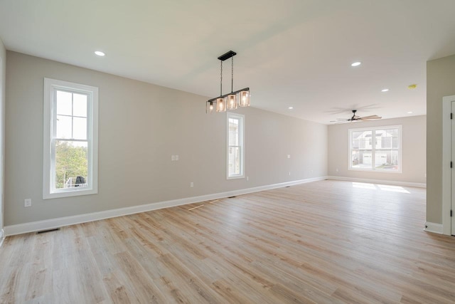 4125 Romney Ct, Rockingham, VA 22802 - unfurnished room featuring plenty of natural light, light wood-type flooring, recessed lighting, and a ceiling fan