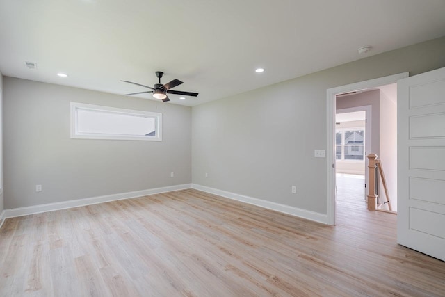 4125 Romney Ct, Rockingham, VA 22802 - unfurnished room featuring light wood-style flooring, ceiling fan, a smoke detector, and recessed lighting