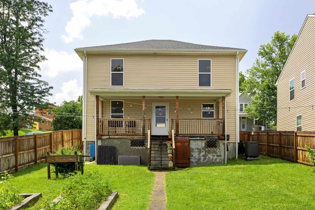832 Grayson Ave, Waynesboro, VA 22980 - rear view of house with stairs, covered porch, and a fenced backyard