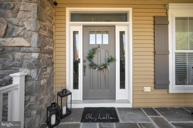 11001 Waterstone Pl, Spotsylvania, VA 22551 - view of exterior entry with stone siding and uncovered parking