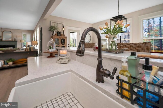 11001 Waterstone Pl, Spotsylvania, VA 22551 - kitchen view of light stone countertops and a sink